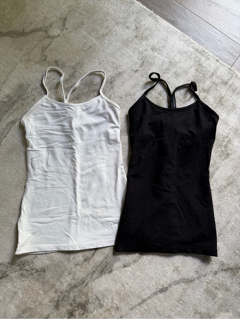 lululemon athletica Black & White Double Spaghetti Strap Camisoles